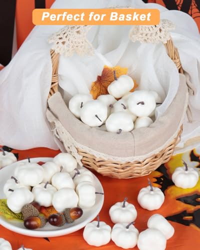 40 Mini White Foam Pumpkins for Fall & Halloween Decor
