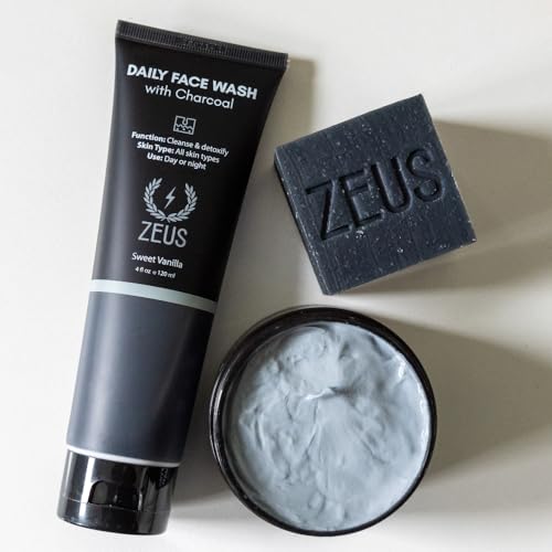 ZEUS Charcoal Face Wash for Men – daily cleanser for oily skin, USA-made