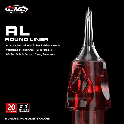 CNC 3RL Disposable Tattoo Needles Cartridge 20Pcs #10 Bugpin Round Liner Red Variant