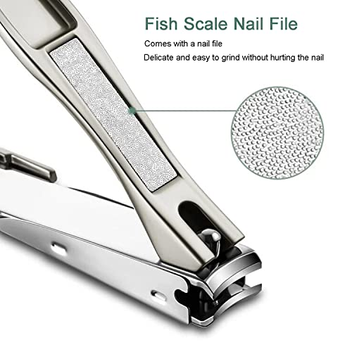 Professional Nail Clippers with Catcher for Thick Toenails - Grey