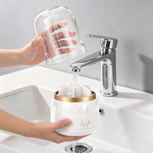 360° Rotating 7-Slot Toothbrush Holder with Cover for Bathrooms