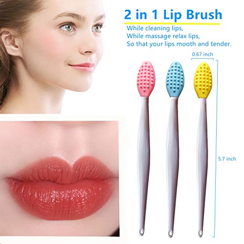Double-Sided Lip Scrub Brush Set - 8 Pcs Silicone Exfoliator