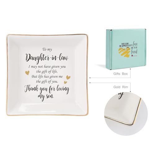 Ceramic Jewelry Dish for Daughter-in-Law - 3.9" Square Ring Tray