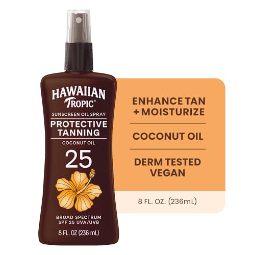 Hawaiian Tropic Tanning Oil Spray SPF 25 - Hydrating Coconut & Cocoa Butter, 8 Fl Oz