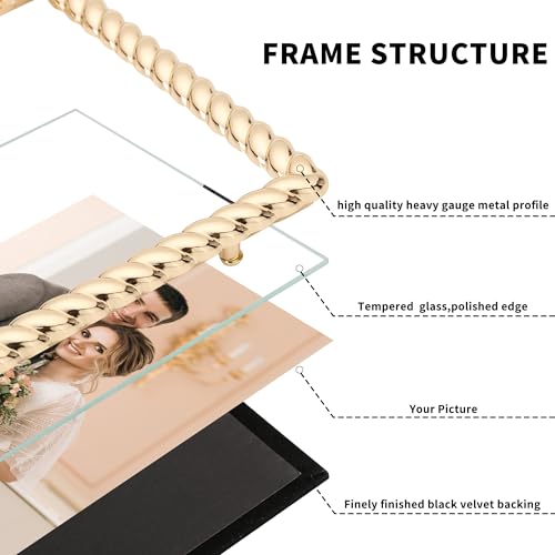 Elegant 4x6 Gold Photo Frame with Velvet Backing & Glass Front