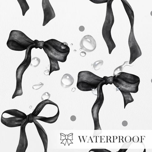 Cute Bow Shower Curtain - Black Aesthetic Waterproof 72x72