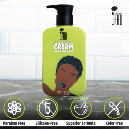 Pardon My Fro Curl Enhancing Cream 12 Fl Oz - Hydrating, Frizz Control for Defined & Bouncy Curls