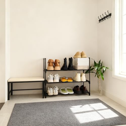 3-Tier Metal Shoe Rack Organizer - Space-Saving Storage for Entryway & Closet