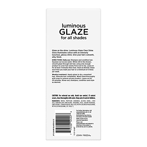 John Frieda Luminous Glaze Clear Shine Hair Gloss Unscented 6.5 fl oz 2 Pack