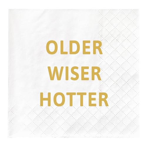 Funny Birthday Napkins, 50-Pack, 2-Ply, 4.5 x 4.5 in for Milestone Celebrations
