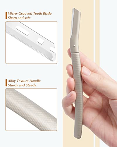 MoHern Dermaplane Razor for Face with 20 Blade Refills - Silver, Professional Facial & Eyebrow Shaver for Women & Men