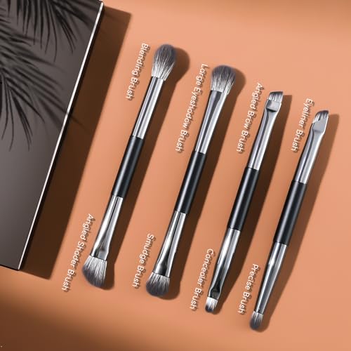 ENERGY 4-Piece Travel Eye Makeup Brush Set with Mirror Case
