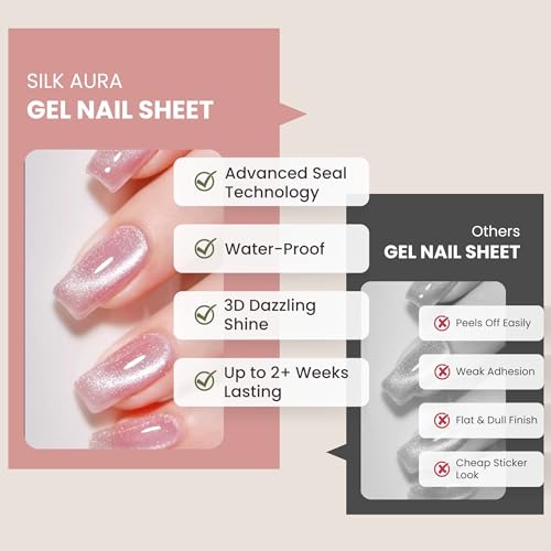 Silk Aura Self-Adhesive Gel Nail Strips - 22pc Waterproof Manicure Kit