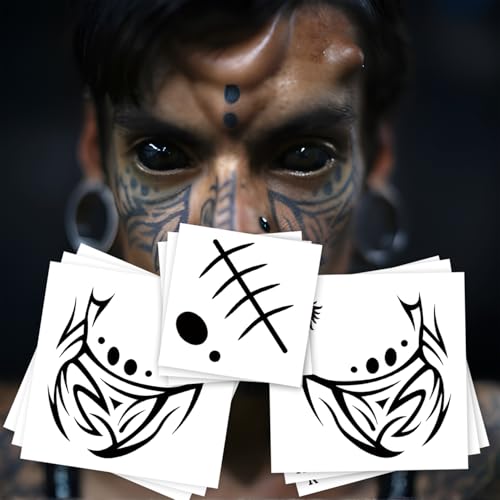 9-Sheet Tribal Face Tattoo Stickers, Waterproof, Men & Women