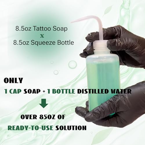 TONBAO Green Tattoo Soap Cleaner Kit 8.5oz (8.5 oz bottle included) – Ultra-Concentrated, 1:9 Dilution