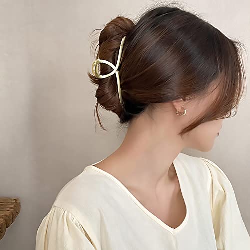 SOVAEER 2-Pack Matte Metal Hair Claw Clips - Gold & Rose Gold