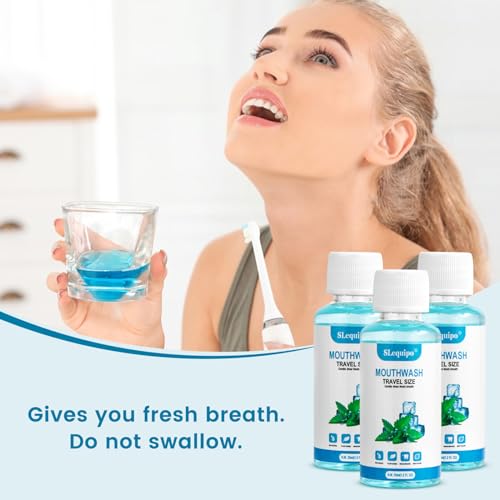 SLequipo 10 Pack Travel Size Mint Mouthwash Bottles 1.2oz/35ml - Bulk Fresh Breath