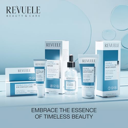 Revuele Double Hyaluron + B5 Facial Moisturizer 0.5 Fl Oz – Lightweight Hydrating Cream with Dual Hyaluronic Acid & Panthenol, Pack of 1