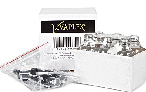Vivaplex 2 oz Clear Glass Spray Bottles with Fine Mist Sprayers - 6 Pack