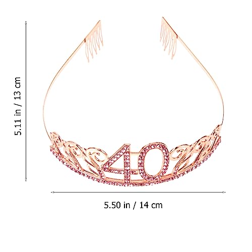 FRCOLOR 40th Birthday Tiara Rhinestone Crown Hair Comb Party Headband for Women - Elegant Queen Princess Accessory (Variation PIC 1)