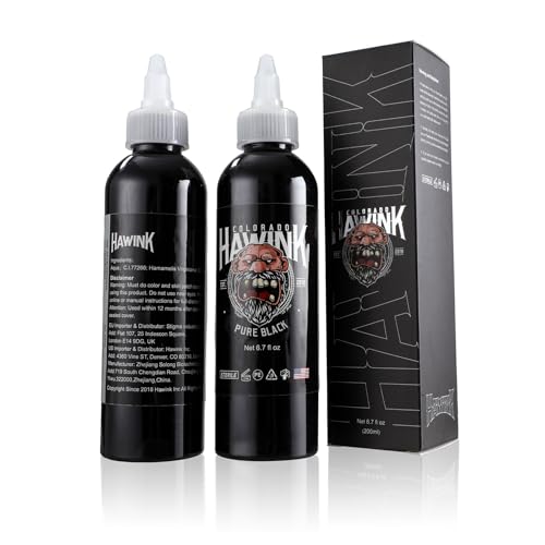 Hawink Vegan Black Tattoo Ink 6.7oz (200ml) Professional Pigment, USA Standard, Pure Black TI963