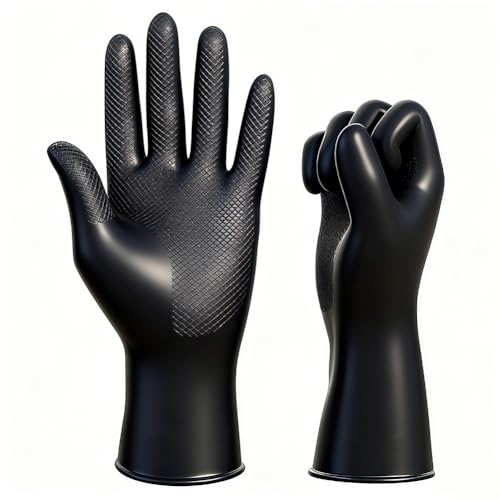 Professional Hair Dye Gloves - 2 Pcs Black Reusable Rubber