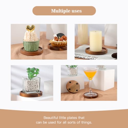 Wooden Candle Holders Set of 2 - Rustic Acacia Pillar Stands