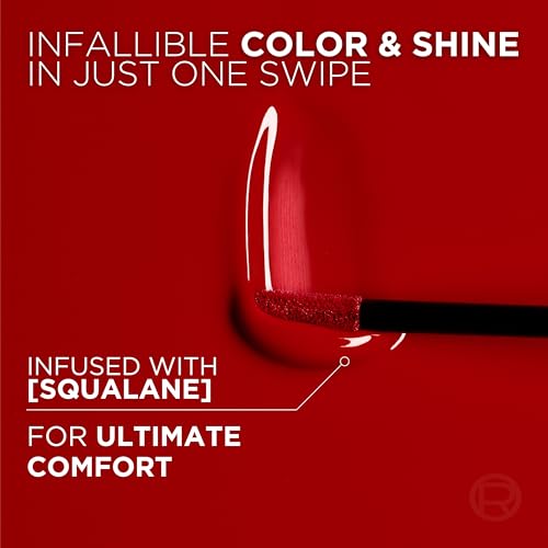 L'Oreal Paris Infallible Lacque Resistance Liquid Lipstick - 16HR Transfer-Proof, High Impact Color, 410 Rouge Poppy