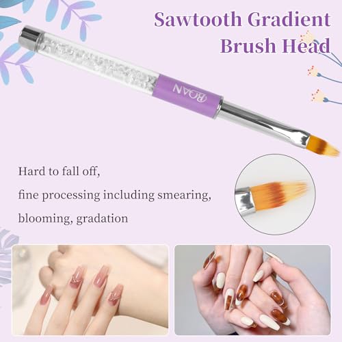 BQAN Ombre Nail Brush - Gradient Gel Art Tool with Rhinestone Handle