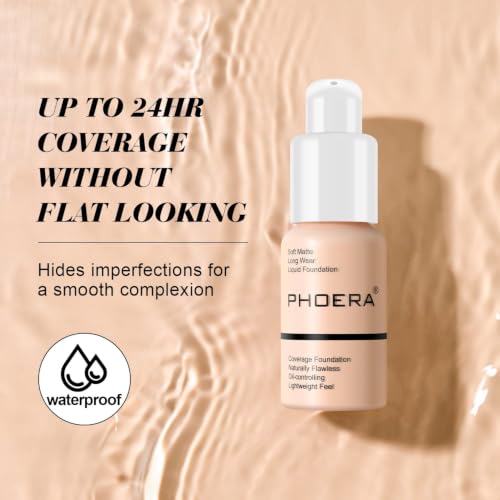 PHOERA Liquid Foundation for Mature Skin - 2-Pack (Nude & Buff Beige)