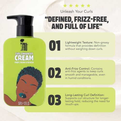 Pardon My Fro Curl Enhancing Cream 12 Fl Oz - Hydrating, Frizz Control for Defined & Bouncy Curls