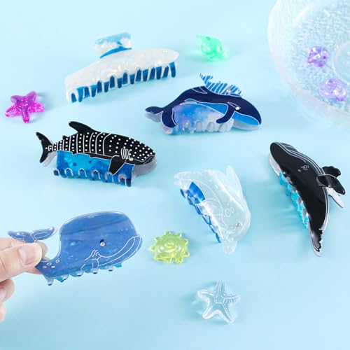 Kogcmeetl 6 Pcs Sea Animal Hair Clips - Cute Ocean Hair Accessories for Women & Girls | Marine Life Claw Clips for Thick & Thin Hair