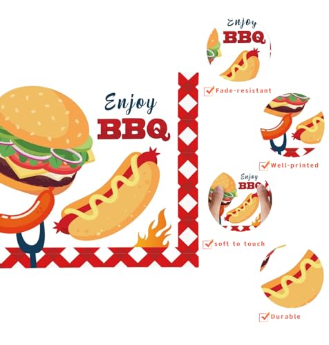 BBQ Party Supplies - Disposable Plates, Napkins & Cups Set