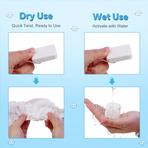 Cottonessence Compressed Towels - 100 Count Individually Wrapped Coin Tissues