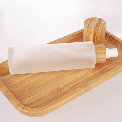 COSIDEA 4oz Frosted Glass Spray Bottles with Bamboo Lids - Liquid Perfume & Cosmetic Containers