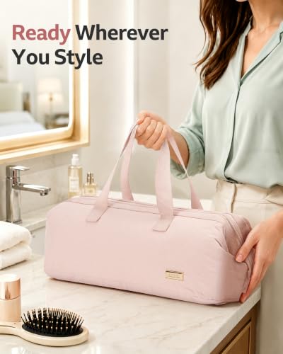 NISHEL Pink Hair Tools Travel Bag for Dryer & Curling Iron