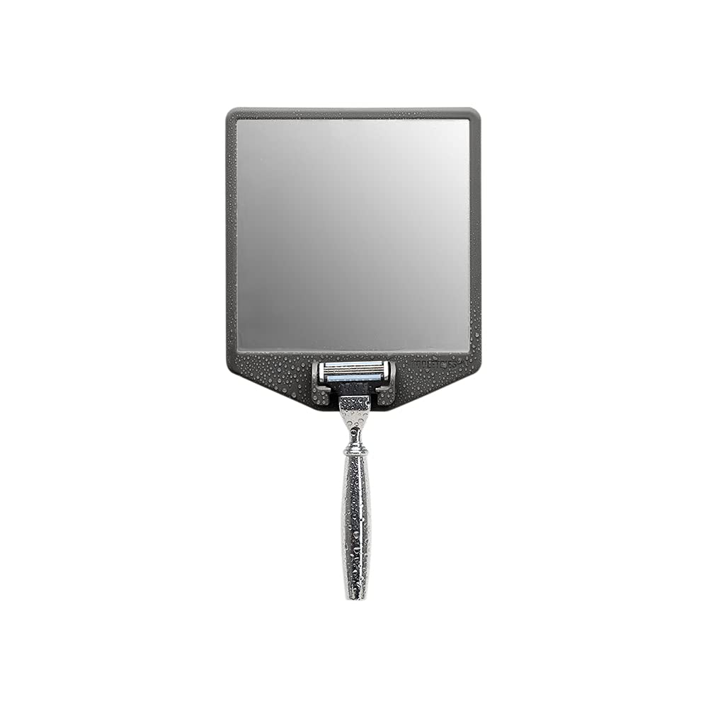 TOOLETRIES The Joseph Shower Mirror for Shaving, Fog Reduction Bathroom Mirror with Silicone Razor Holder & Reusable Wall Mount Grip, Shower Grooming Accessory - Charcoal