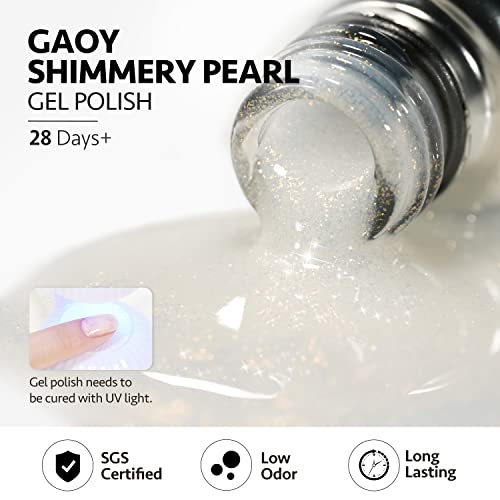 GAOY Shimmer Gel Nail Polish - 16ml Milky White Glitter Gel