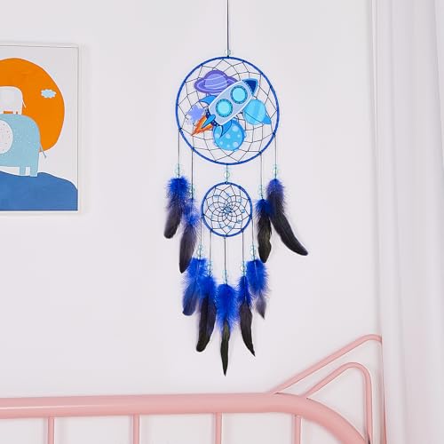 Dinosaur Dream Catcher for Kids - Handmade Feather Wall Decor