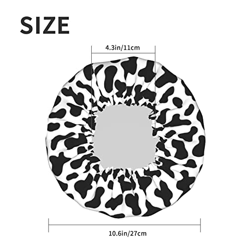 Waterproof Black & White Cow Shower Cap for Hair Protection