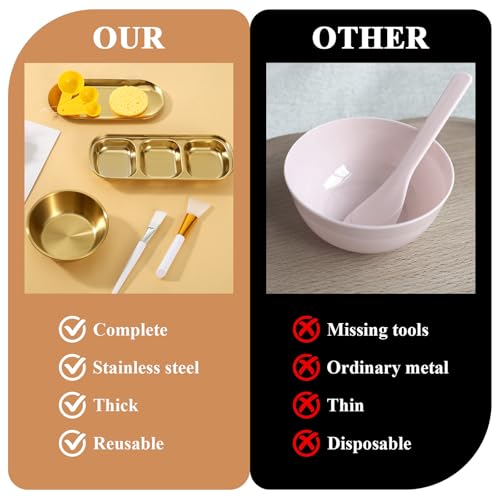 22-Piece Gold Facial Bowl and Brush Set for Spa & DIY Skincare
