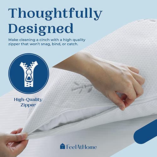 Cooling Pillow Cases 20x26 inches - Waterproof Bamboo Zippered Cover, 2 Pack