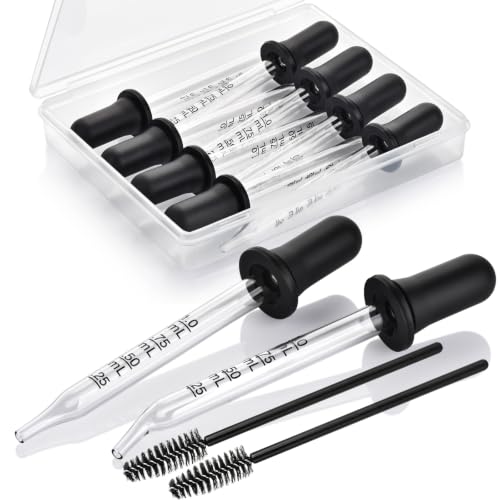 Herain 8-Pack 1mL Glass Eye Droppers with Measurement Tips