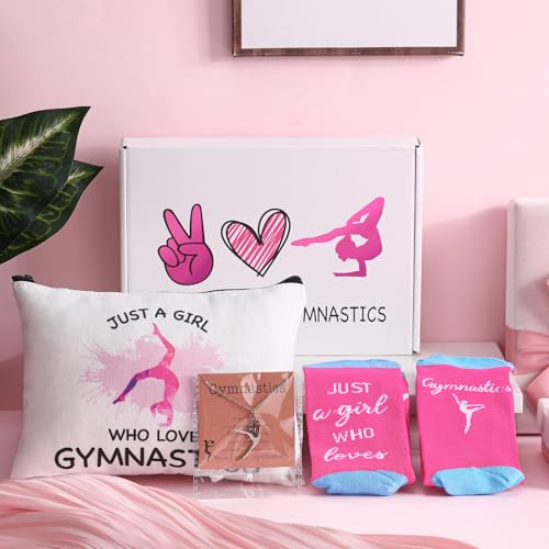 Gymnastics Gift Set for Women - 5 Piece Makeup Bag, Necklace & Socks