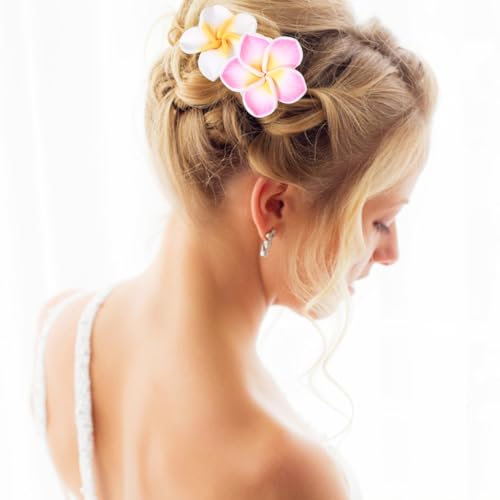 Beaupretty 12-Piece Plumeria Flower Hair Ties for Women and Girls