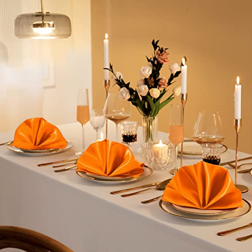 Manyshofu 20-Piece Satin Scalloped Napkin Set - Burnt Orange, 18x18 Inches