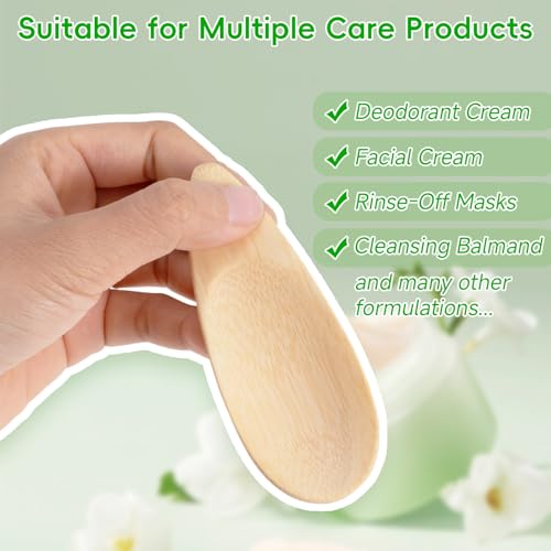 SmallCat 4 Pack Bamboo Deodorant & Makeup Applicators, Multifunctional Mini Spatulas - Style1