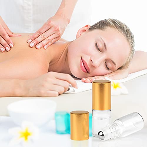 Wresty 3ml Refillable Glass Roll-On Bottles with Gold Cap - 20 Pcs Essential Oil & Perfume Container