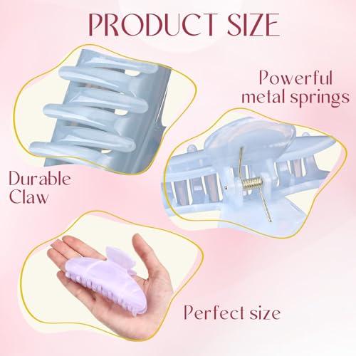 8 Pcs Large Gentle Color Hair Claw Clips - 4.13 Inch French Style