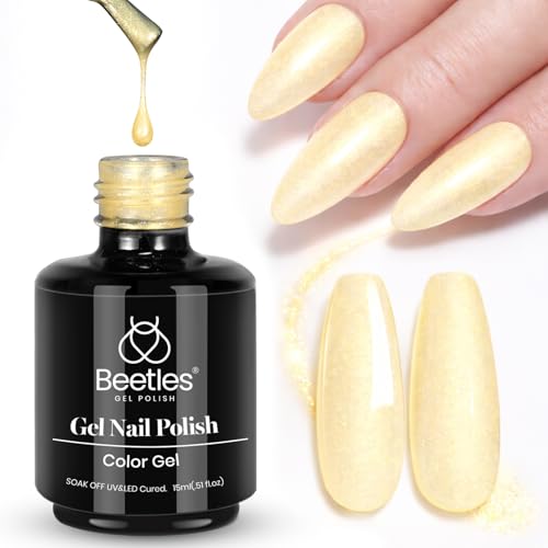 Beetles Yellow Gel Nail Polish 15ML - Shimmer Glitter Butter Yellow